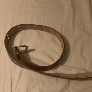 Women's Studded Tan Leather Belt - Unbranded